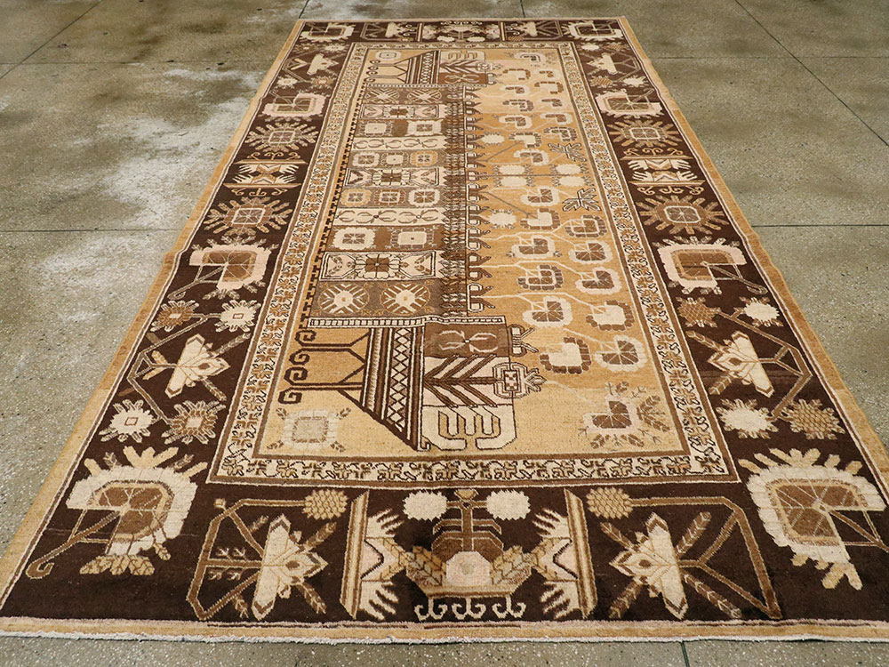 Vintage East Turkestan Khotan Pictorial Carpet, No.14651 - Gsblank