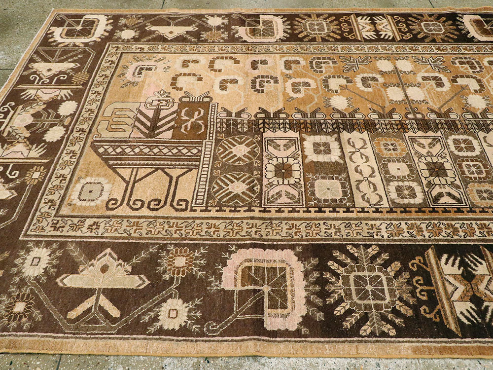 Vintage East Turkestan Khotan Pictorial Carpet, No.14651 - Gsblank