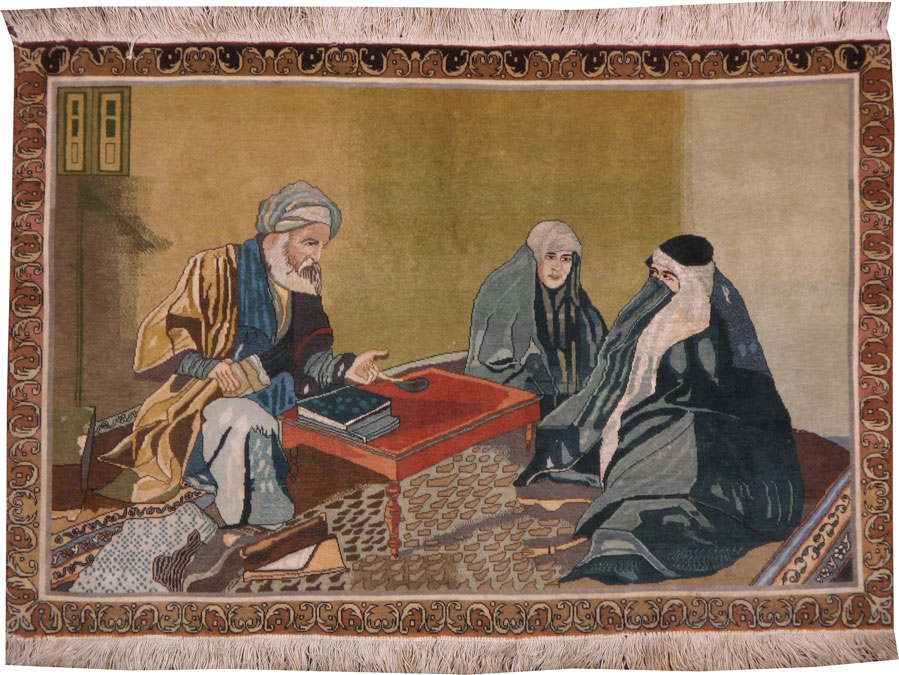 Vintage Persian Tabriz Pictorial Rug, No.14699 - Gsblank