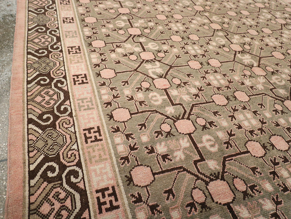 Vintage East Turkestan Khotan Carpet, No.14761 - Gsblank