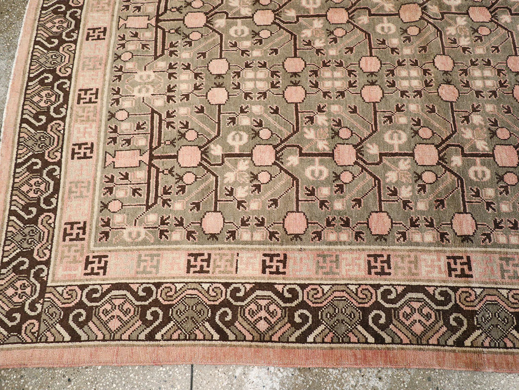 Vintage East Turkestan Khotan Carpet, No.14761 - Gsblank