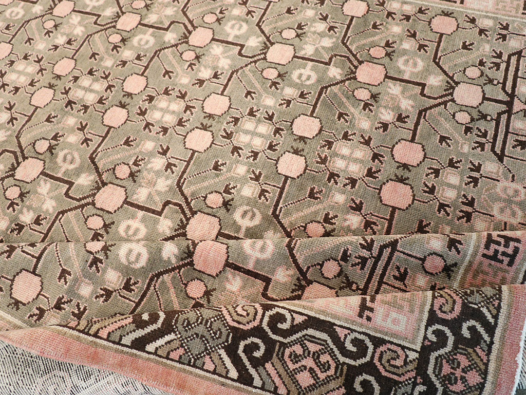 Vintage East Turkestan Khotan Carpet, No.14761 - Gsblank