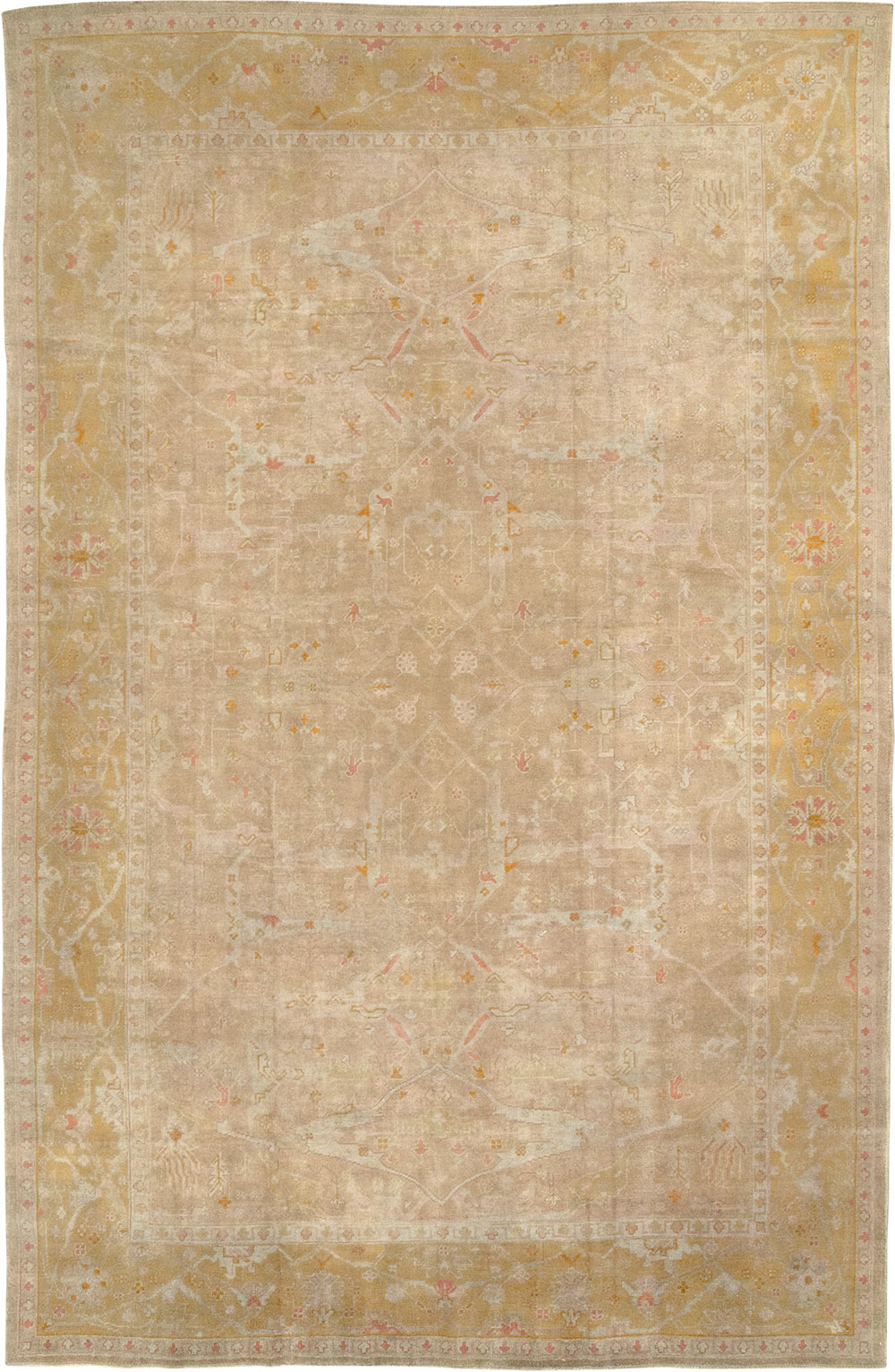 Antique Turkish Oushak Room Size Carpet, No.14933 - Gsblank