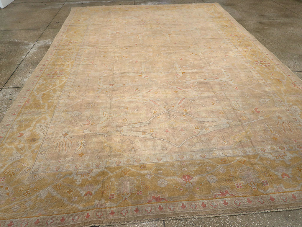 Antique Turkish Oushak Room Size Carpet, No.14933 - Gsblank