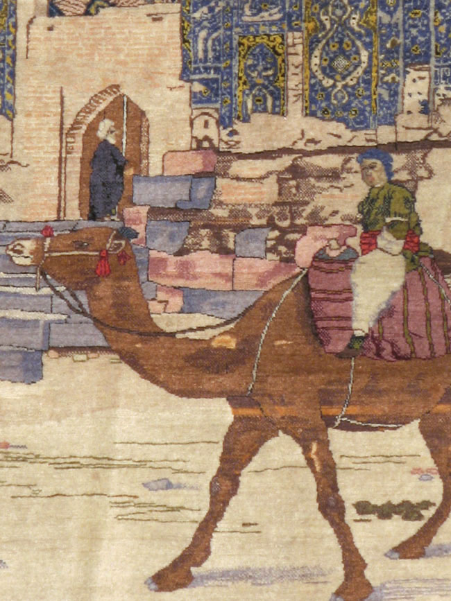 Vintage Persian Tabriz Pictorial Rug, No.15071 - Gsblank