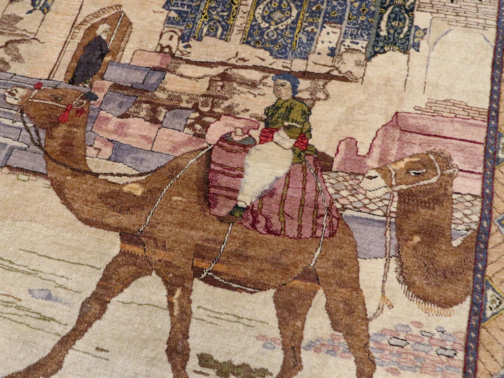 Vintage Persian Tabriz Pictorial Rug, No.15071 - Gsblank