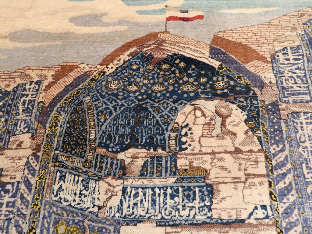 Vintage Persian Tabriz Pictorial Rug, No.15071 - Gsblank