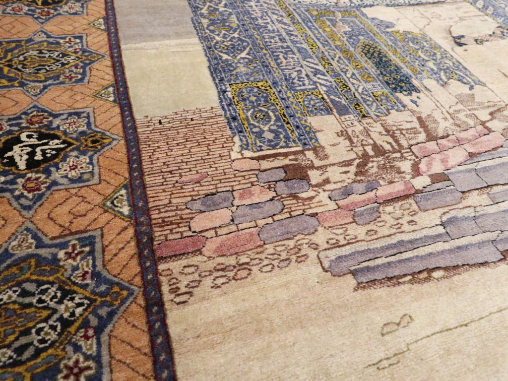 Vintage Persian Tabriz Pictorial Rug, No.15071 - Gsblank