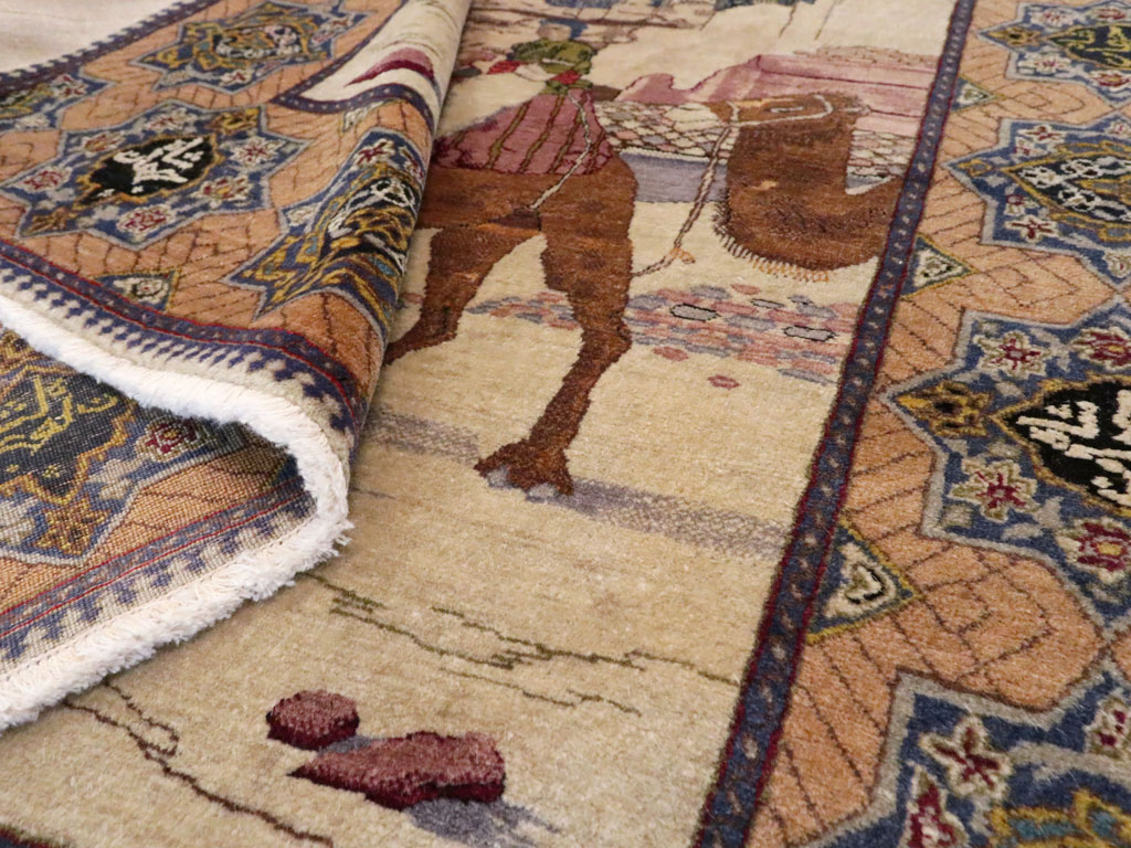 Vintage Persian Tabriz Pictorial Rug, No.15071 - Gsblank