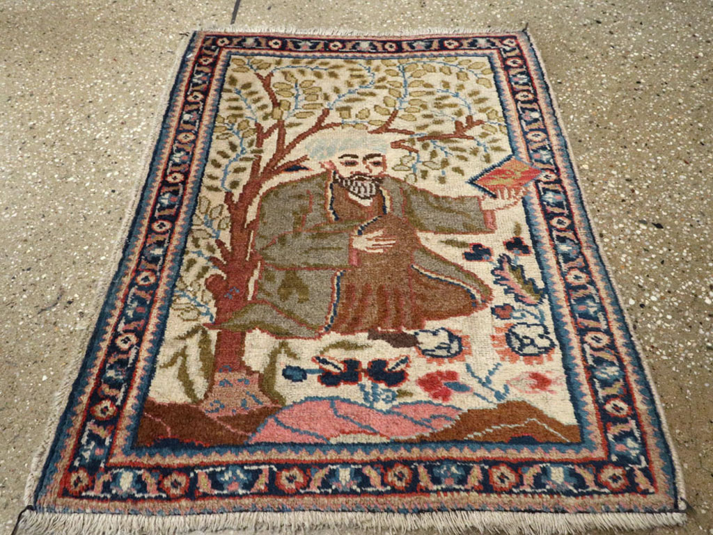 Vintage Persian Tabriz Pictorial Rug, No.15218 - Gsblank