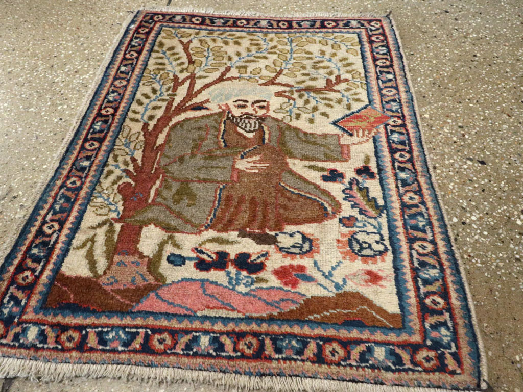 Vintage Persian Tabriz Pictorial Rug, No.15218 - Gsblank