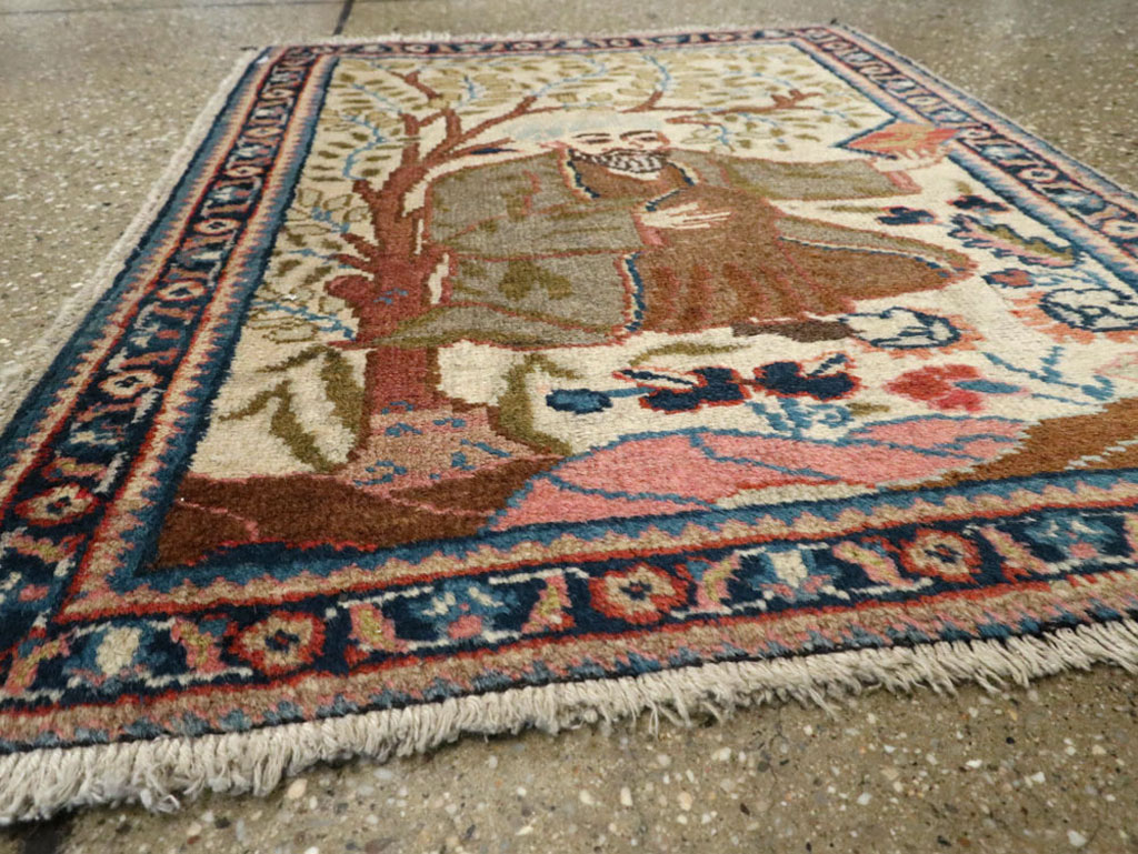 Vintage Persian Tabriz Pictorial Rug, No.15218 - Gsblank