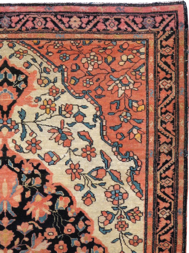 Antique Persian Sarouk Farahan Throw Rug, No.15291 - Gsblank