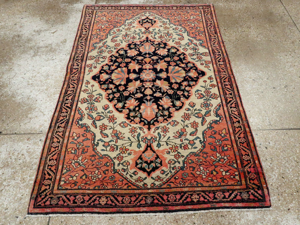 Antique Persian Sarouk Farahan Throw Rug, No.15291 - Gsblank