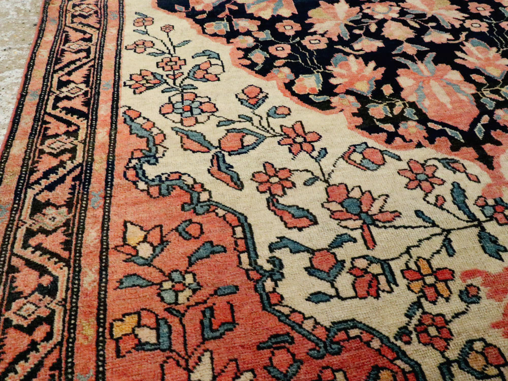 Antique Persian Sarouk Farahan Throw Rug, No.15291 - Gsblank