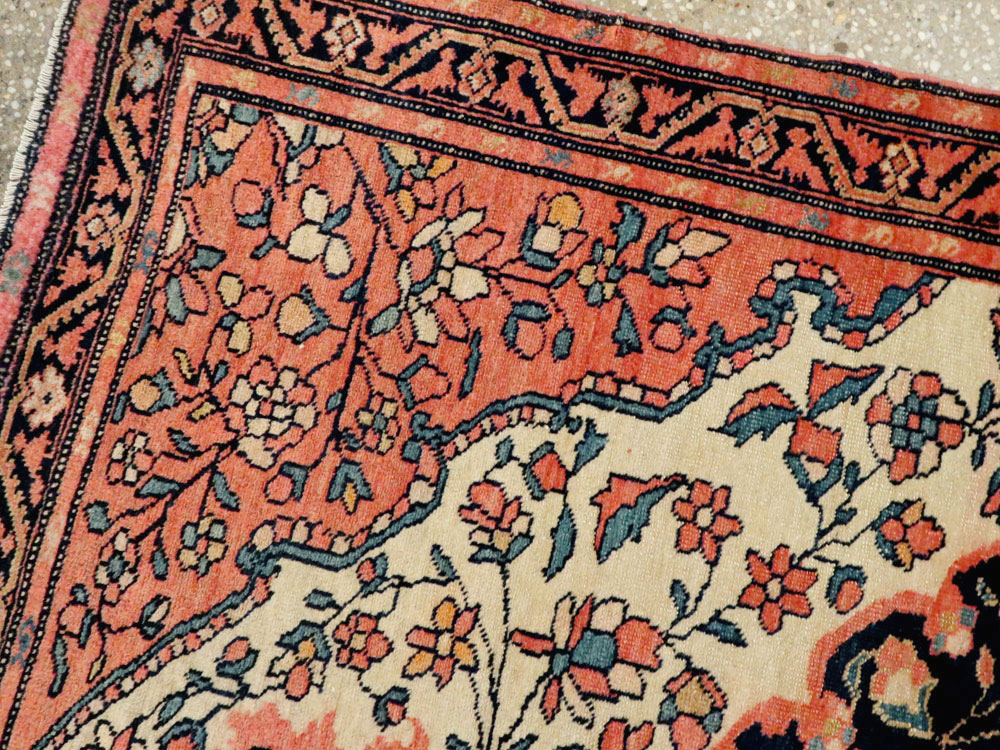 Antique Persian Sarouk Farahan Throw Rug, No.15291 - Gsblank