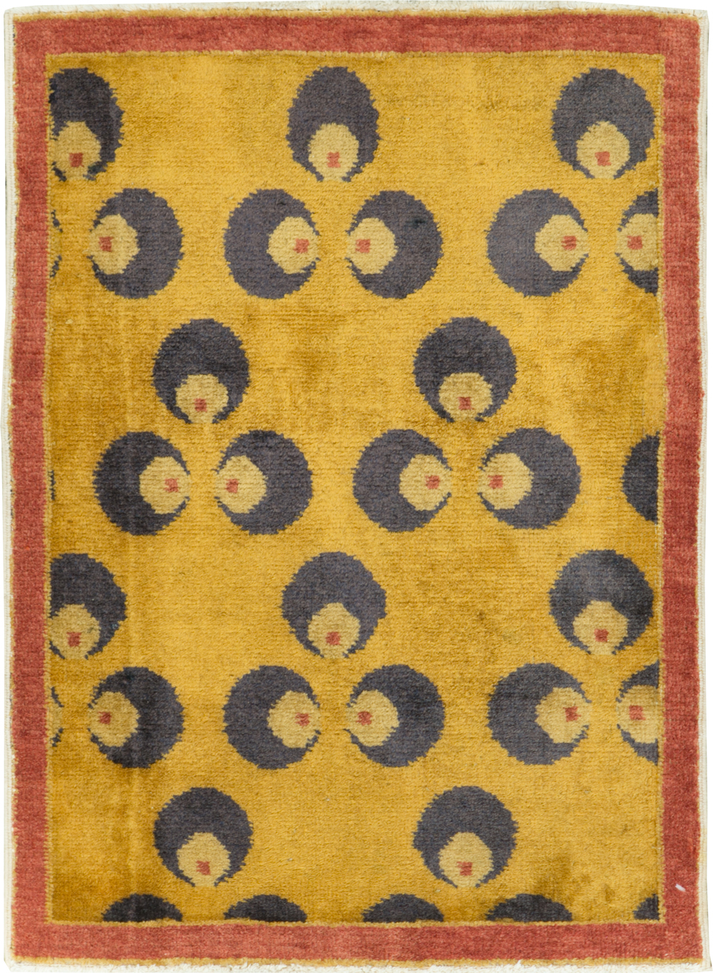 Vintage Turkish Art Deco Throw Rug, No.15306 - Gsblank