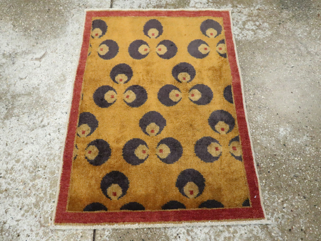 Vintage Turkish Art Deco Throw Rug, No.15306 - Gsblank