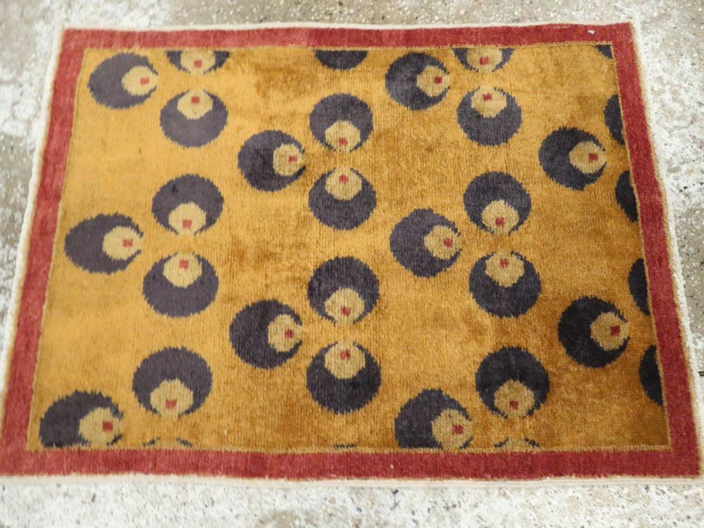 Vintage Turkish Art Deco Throw Rug, No.15306 - Gsblank