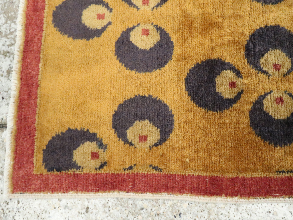 Vintage Turkish Art Deco Throw Rug, No.15306 - Gsblank