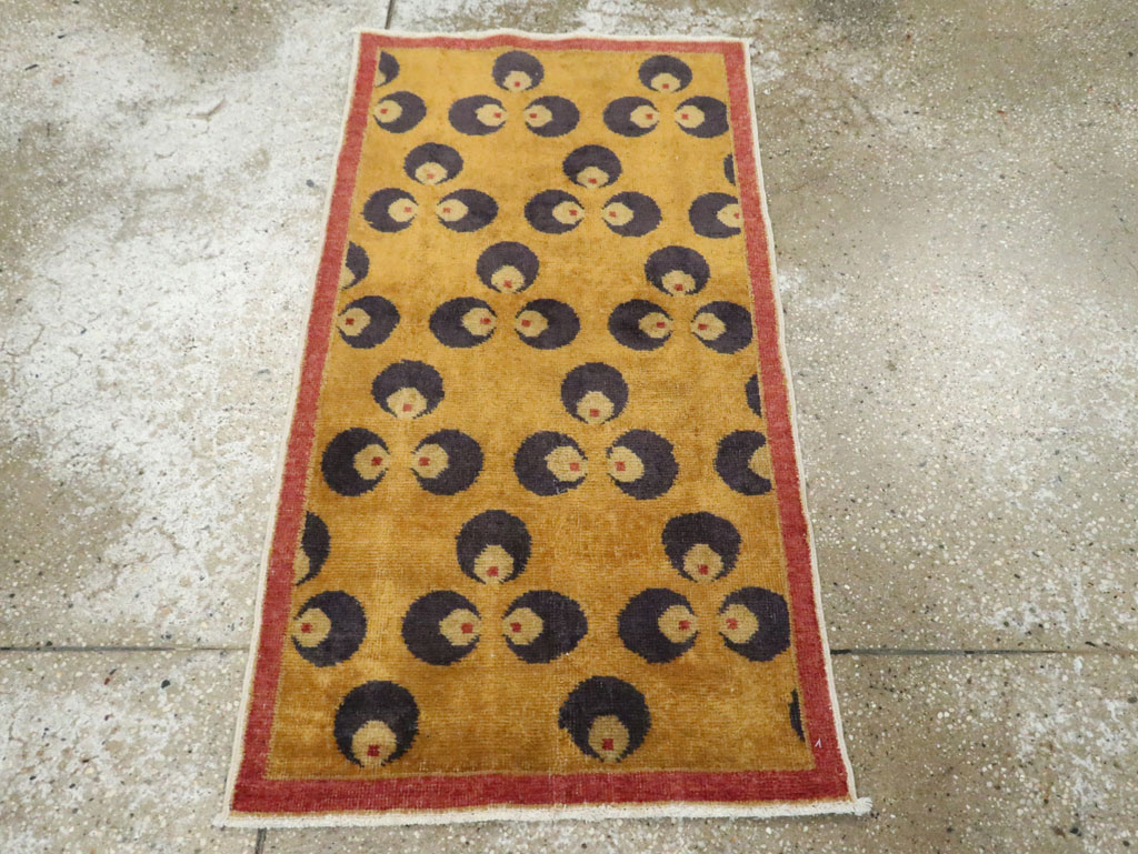 Vintage Turkish Art Deco Throw Rug, No.15314 - Gsblank