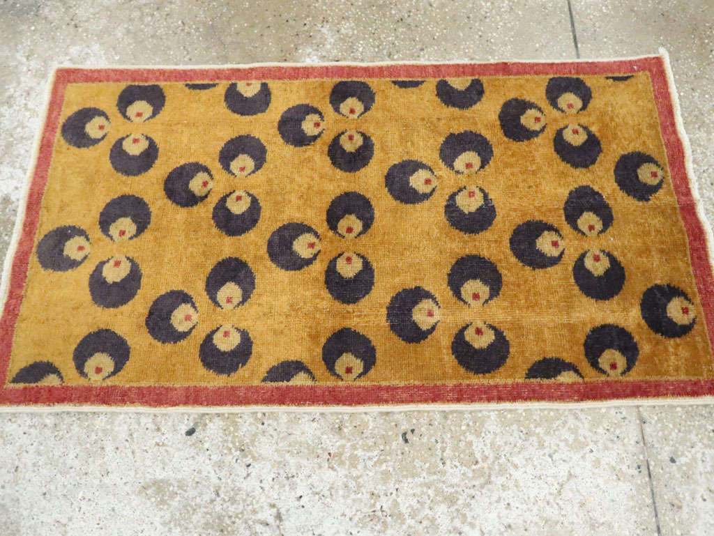 Vintage Turkish Art Deco Throw Rug, No.15314 - Gsblank