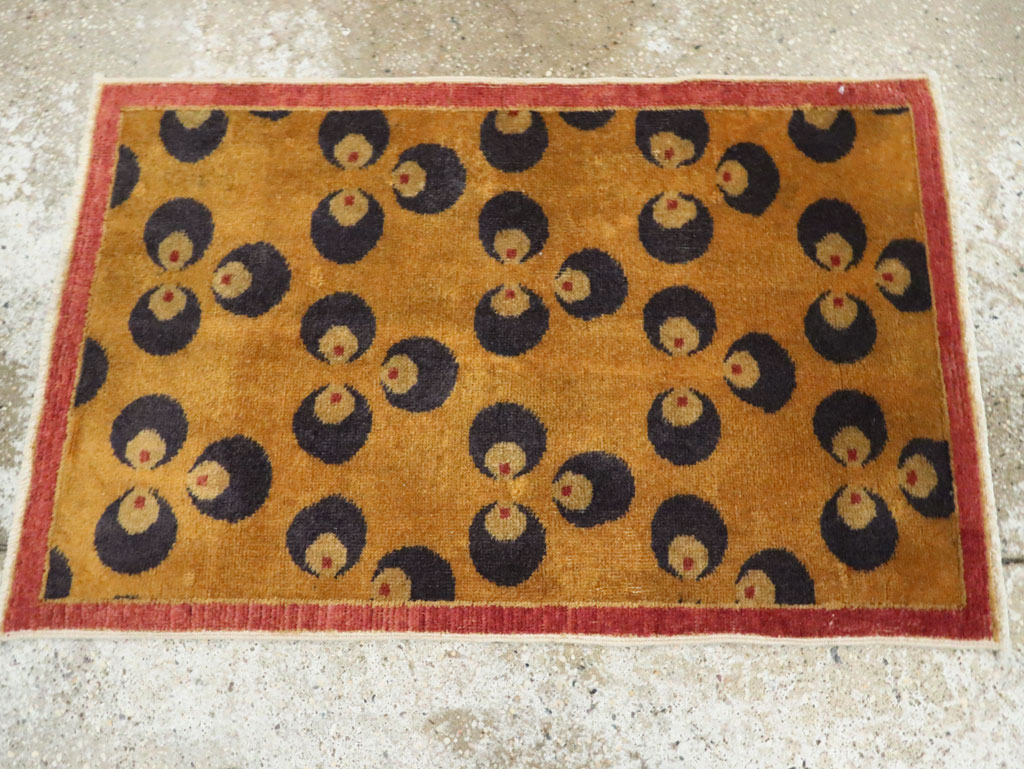 Vintage Turkish Art Deco Throw Rug, No.15315 - Gsblank