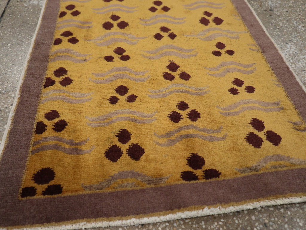 Vintage Turkish Art Deco Throw Rug, No.15319 - Gsblank