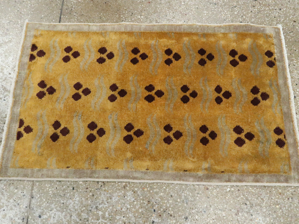 Vintage Turkish Art Deco Throw Rug, No.15326 - Gsblank