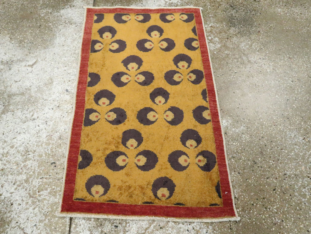 Vintage Turkish Art Deco Throw Rug, No.15331 - Gsblank