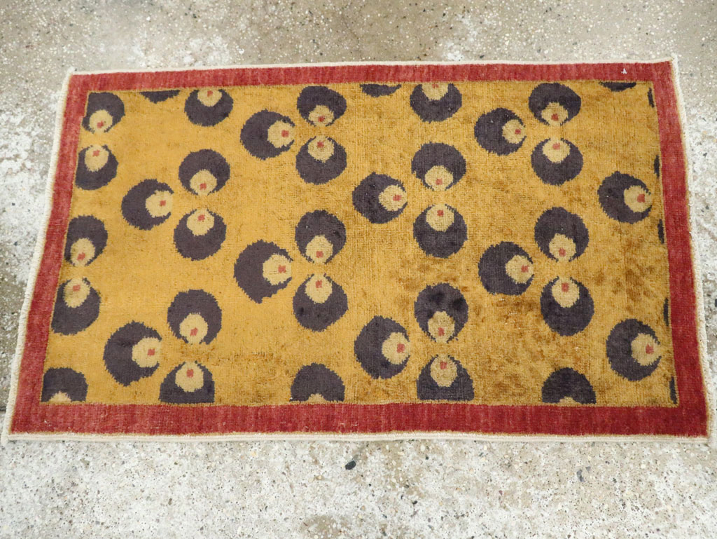 Vintage Turkish Art Deco Throw Rug, No.15331 - Gsblank