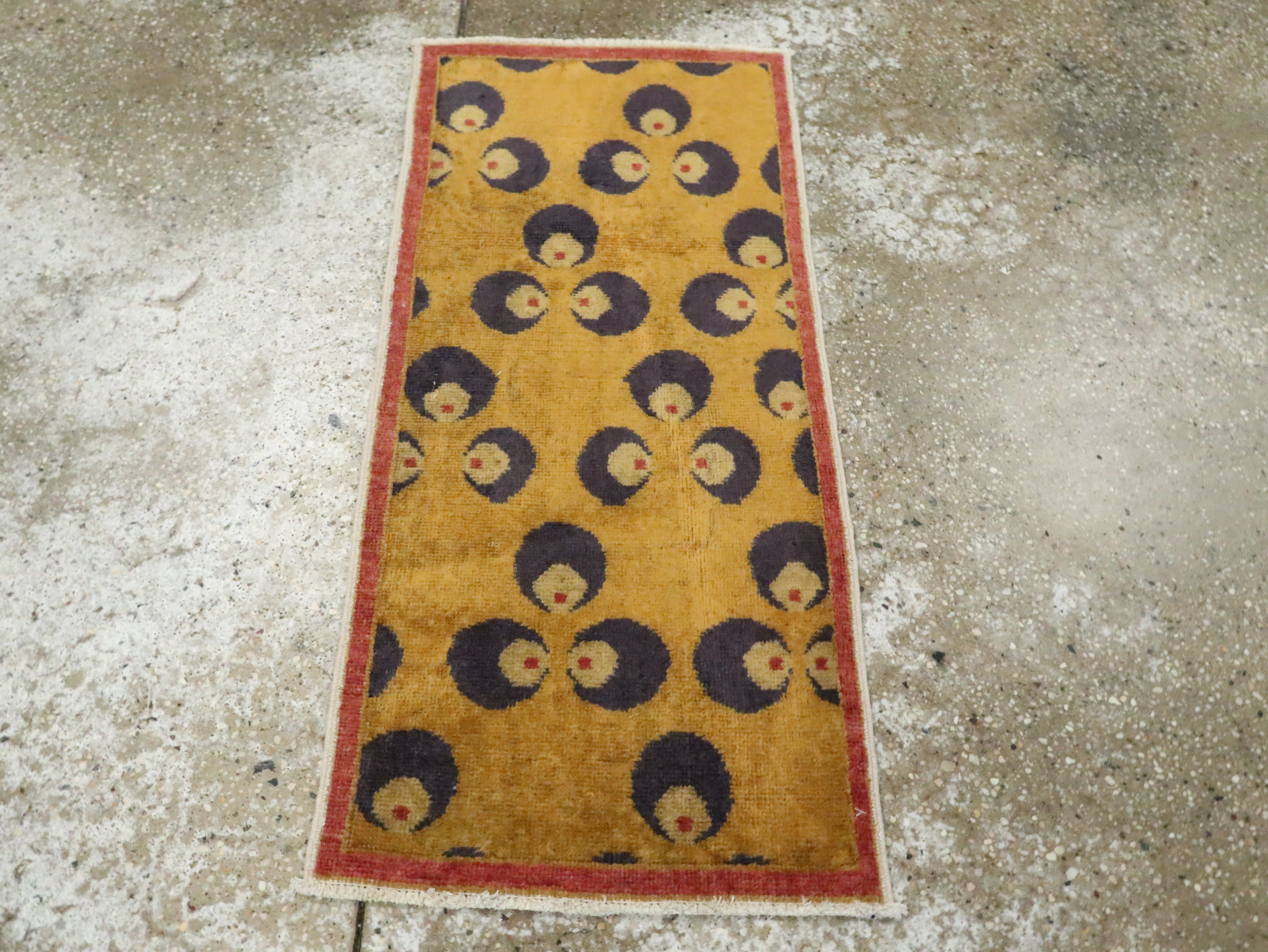 Vintage Turkish Art Deco Throw Rug, No.15343 - Gsblank