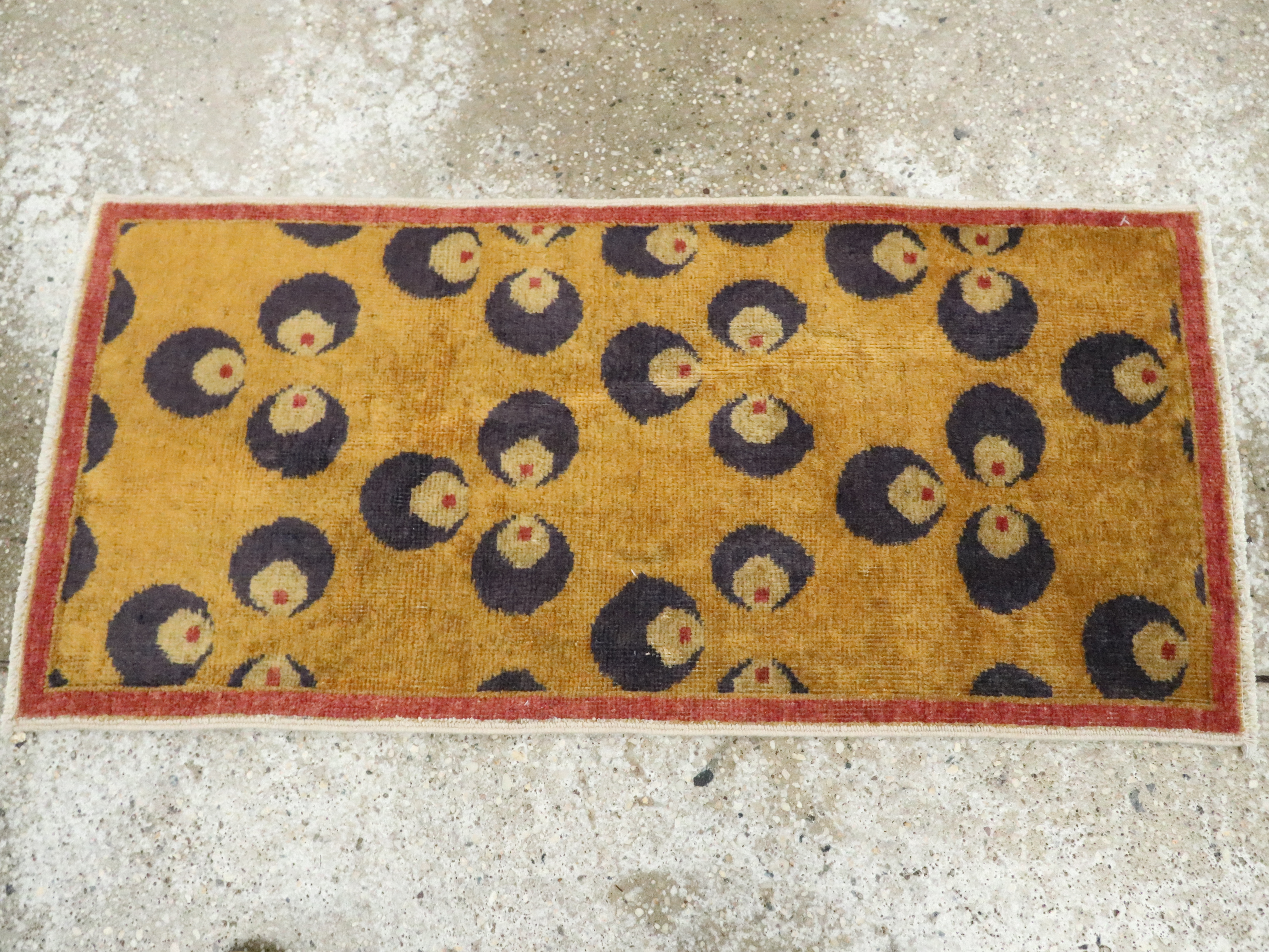 Vintage Turkish Art Deco Throw Rug, No.15343 - Gsblank