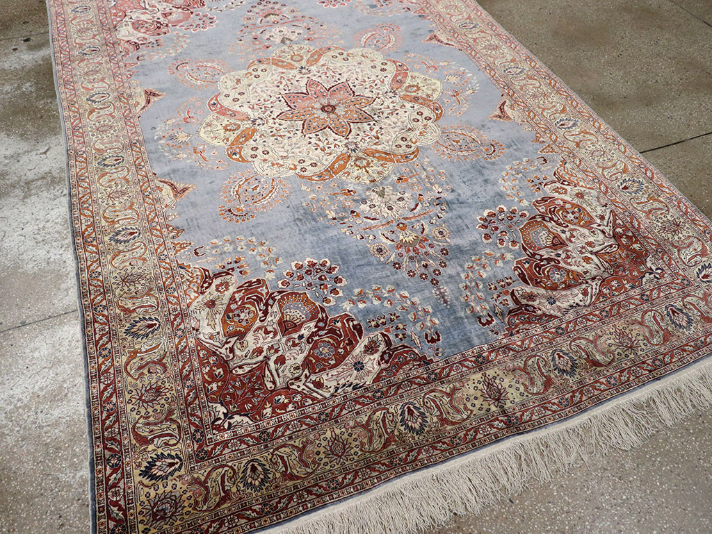 Antique Turkish Herekeh Silk Rug, No.15636 - Gsblank
