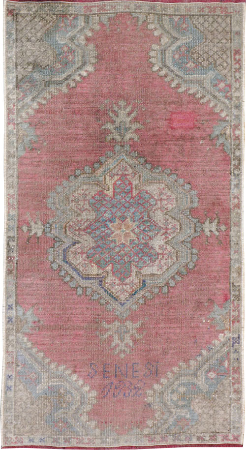 Antique Turkish Oushak Throw Rug, No.15695 - Gsblank