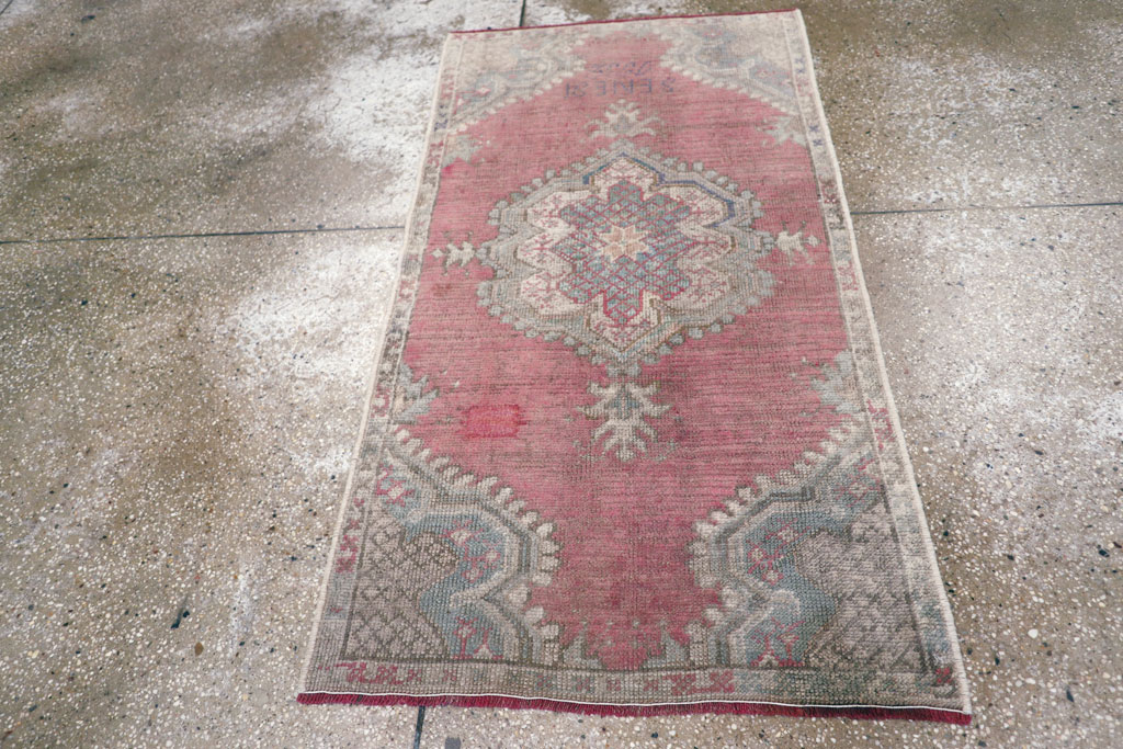 Antique Turkish Oushak Throw Rug, No.15695 - Gsblank