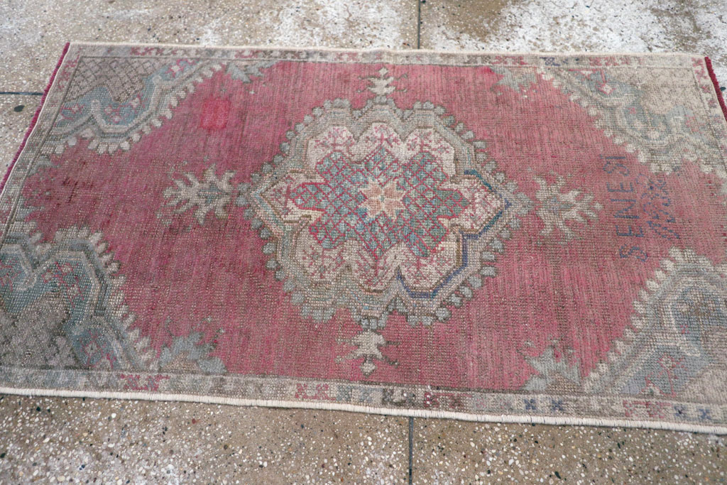 Antique Turkish Oushak Throw Rug, No.15695 - Gsblank