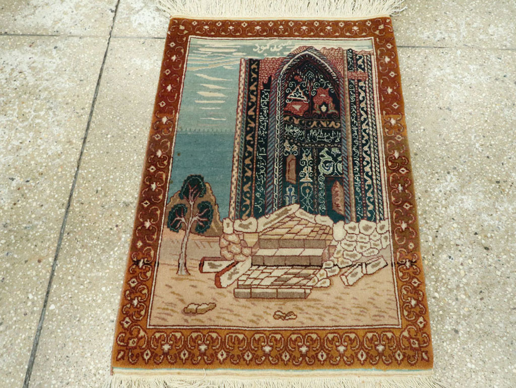 Vintage Persian Tabriz Pictorial Rug, No.15765 - Gsblank
