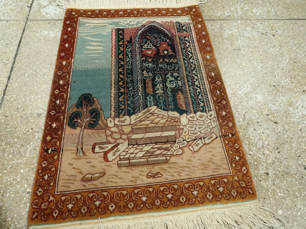 Vintage Persian Tabriz Pictorial Rug, No.15765 - Gsblank
