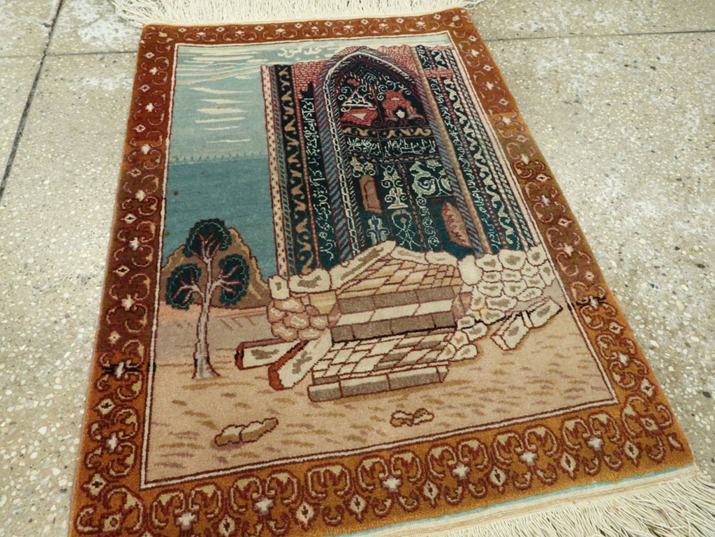 Vintage Persian Tabriz Pictorial Rug, No.15765 - Gsblank