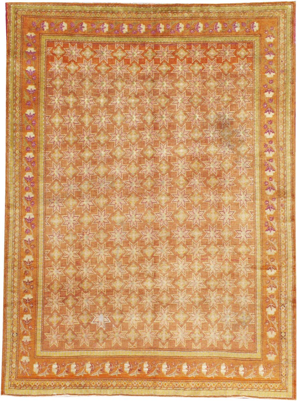 Vintage East Turkestan Samarkand Accent Rug, No.16219 - Gsblank