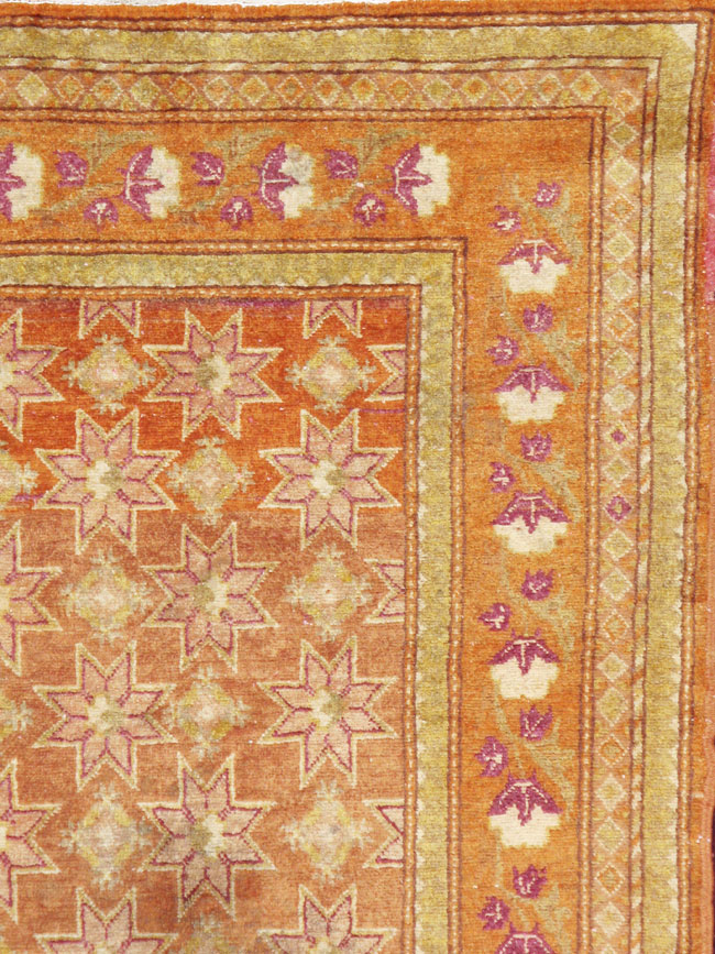 Vintage East Turkestan Samarkand Accent Rug, No.16219 - Gsblank