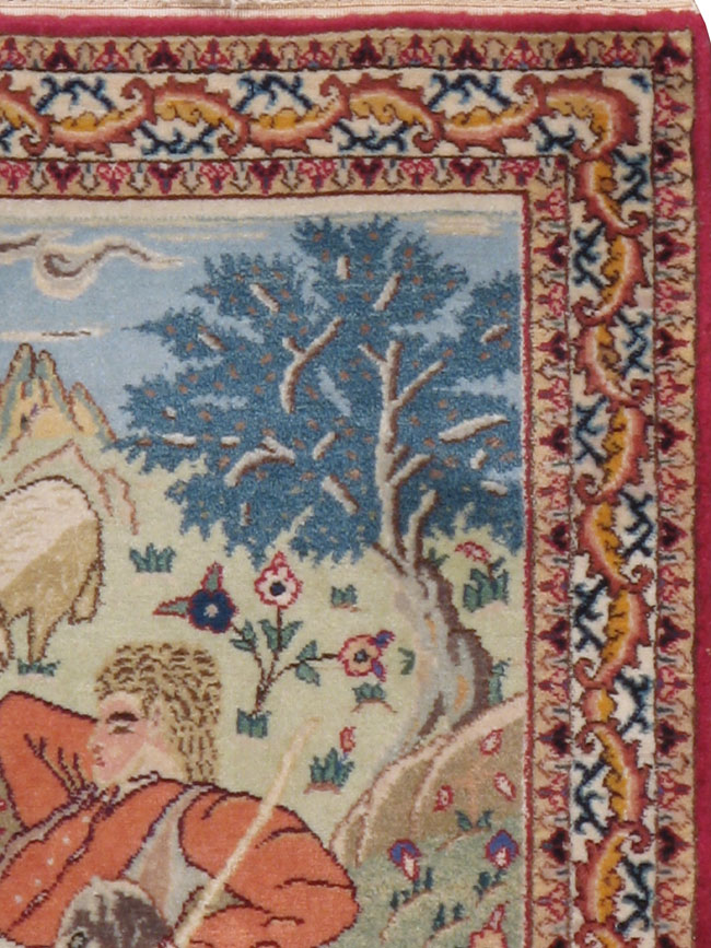 Vintage Persian Tabriz Pictorial Rug, No.16400 - Gsblank