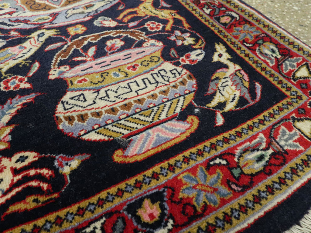 Vintage Persian Quom Pictorial Rug, No.16464 - Gsblank