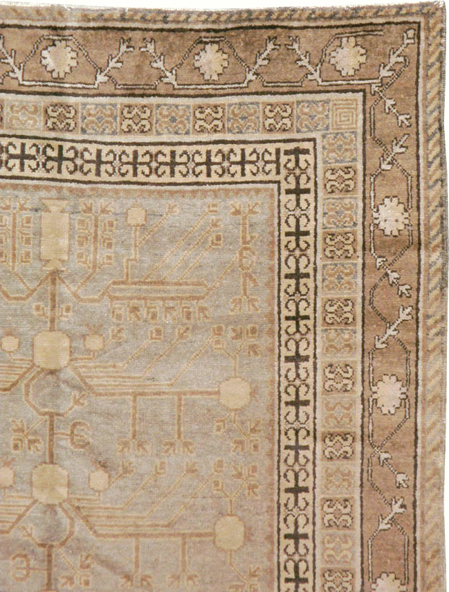 Vintage East Turkestan Khotan Carpet, No.16476 - Gsblank