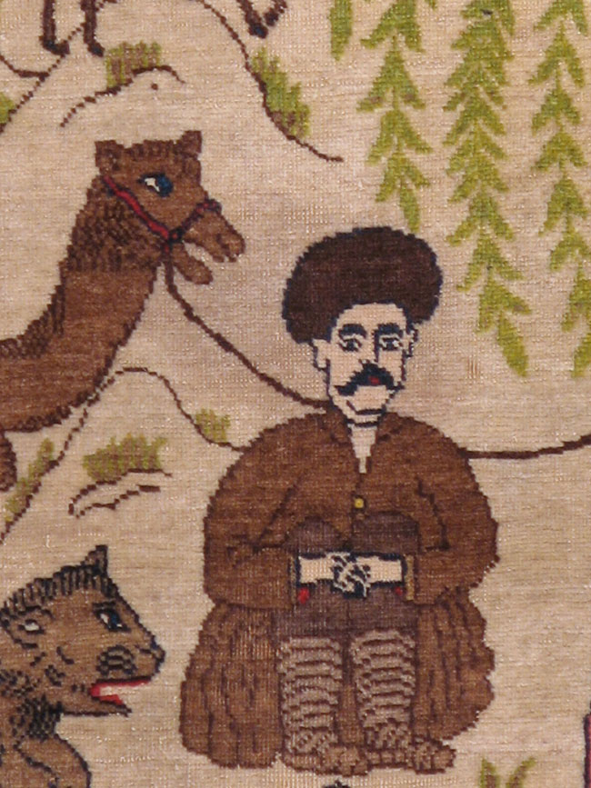 Vintage Persian Tabriz Pictorial Rug, No.16777 - Gsblank