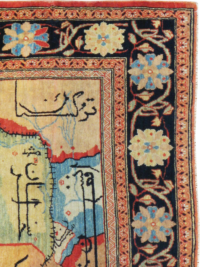 Vintage Persian Tabriz Map Rug, No.16841 - Gsblank