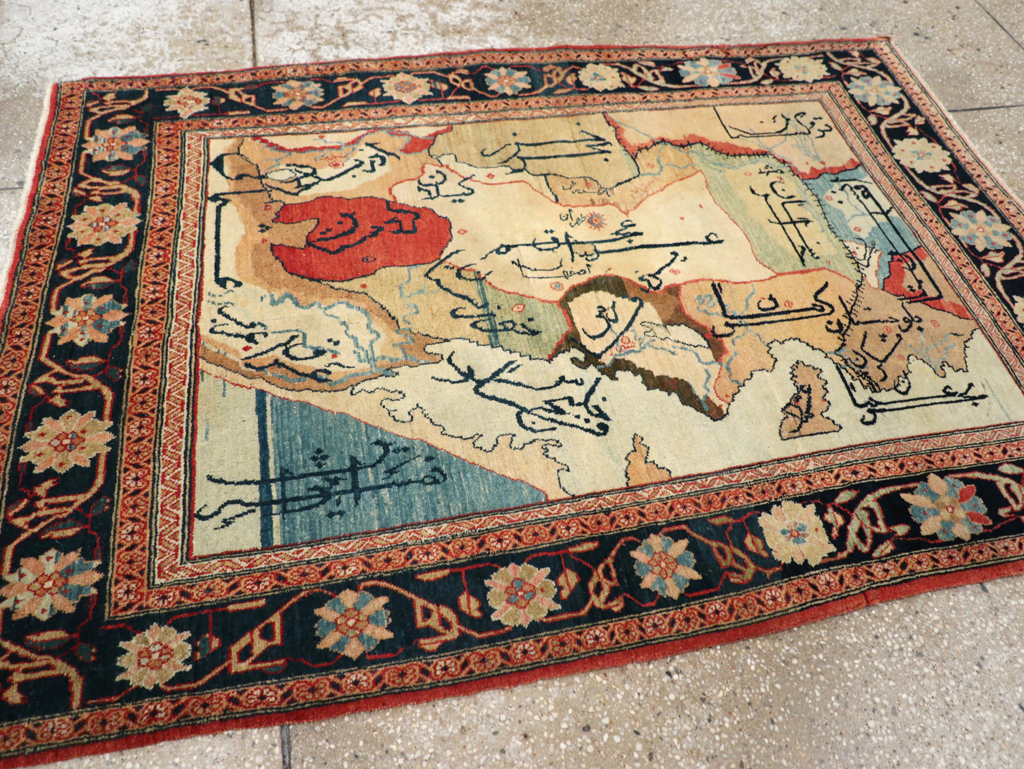 Vintage Persian Tabriz Map Rug, No.16841 - Gsblank