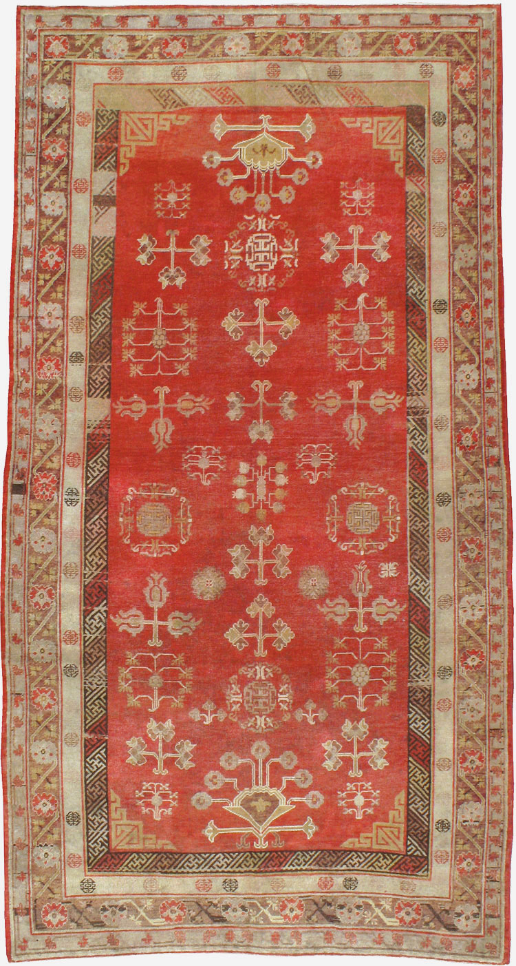 Vintage East Turkestan Khotan Carpet, No.16923 - Gsblank