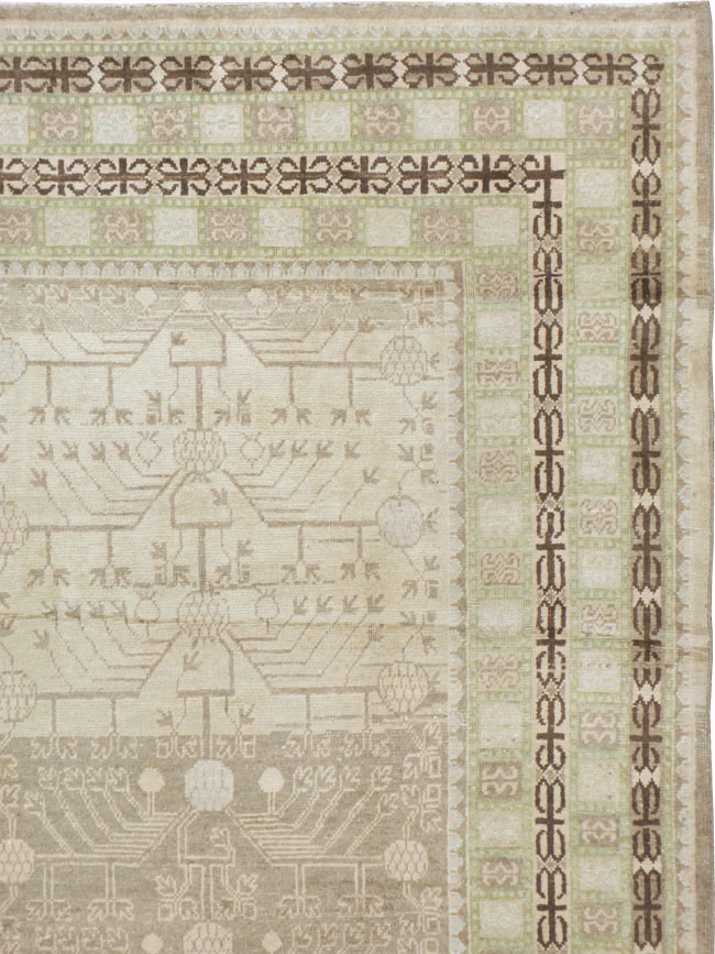 Vintage East Turkestan Khotan Carpet, No.16926 - Gsblank